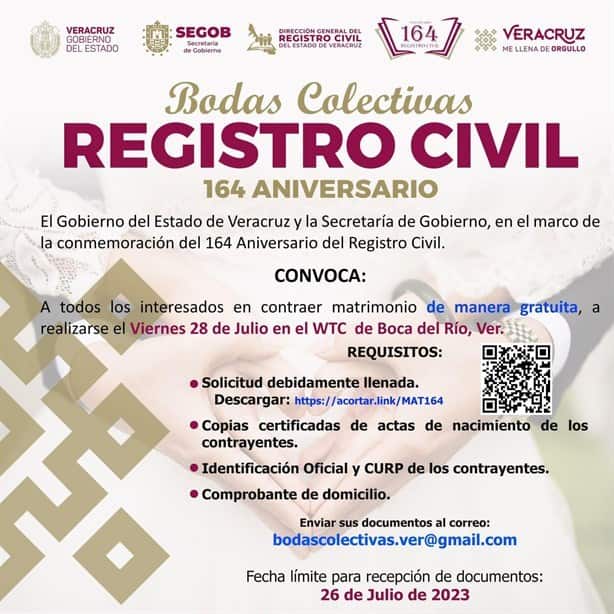 Todo lo que debes saber sobre las bodas colectivas en el Registro Civil de Veracruz